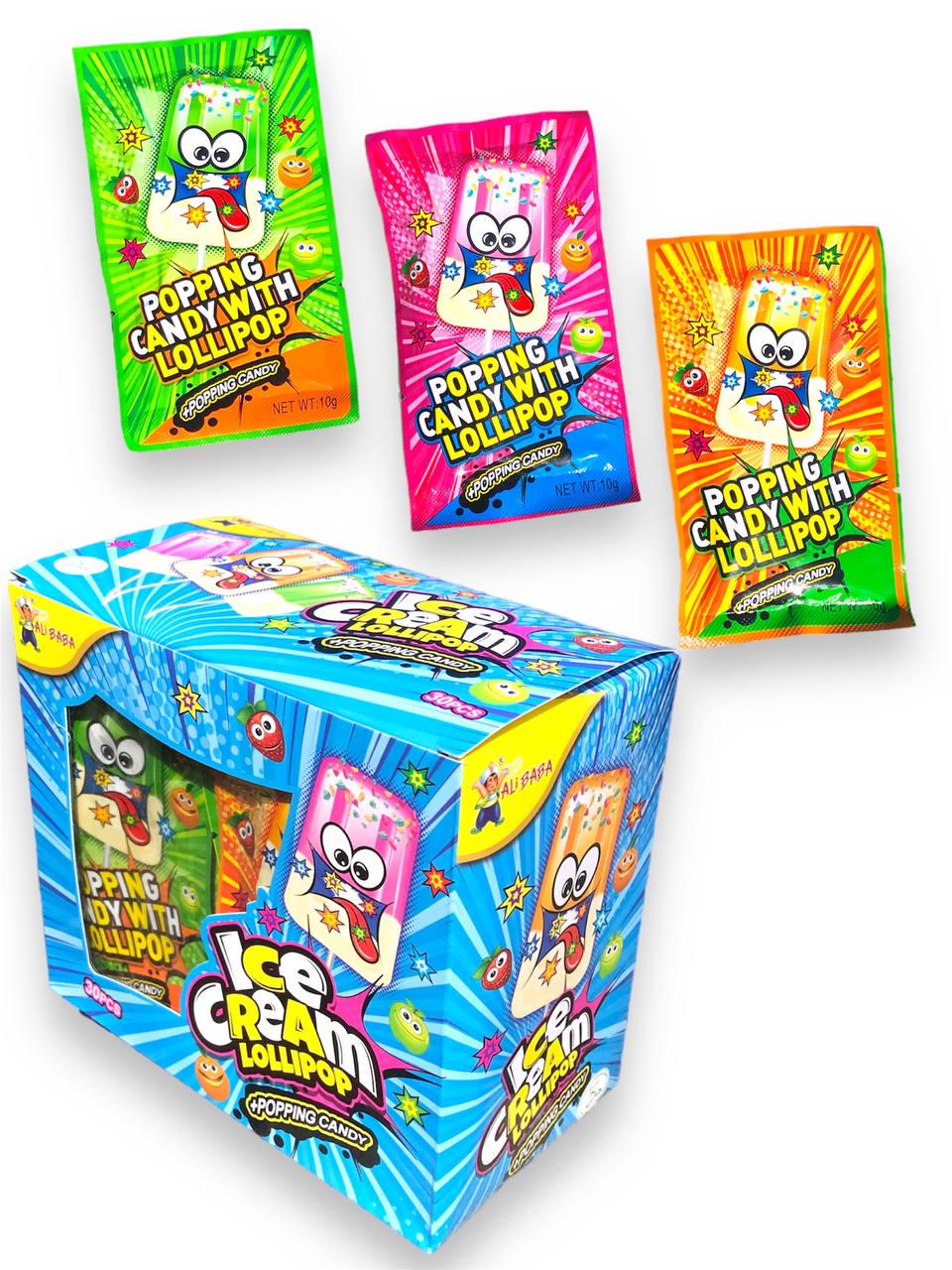 Леденец на палочке со стреляющим сахаром Ice Cream Мороженое 30 шт. 10 г (00000006142)