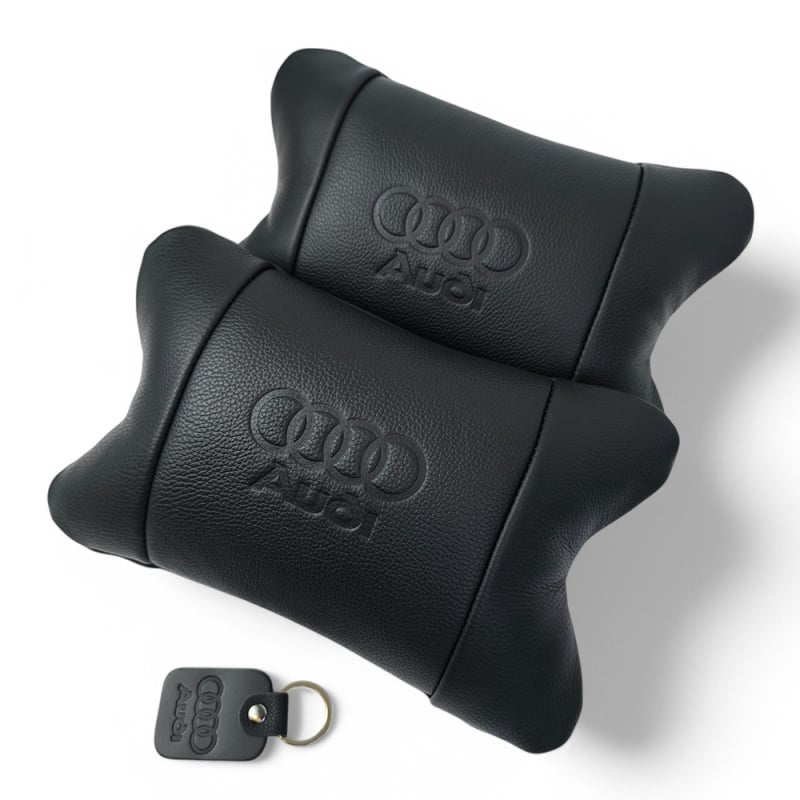 Подушка автомобильная Audi 7498 на подголовник кожа 2 шт. Black (36226937)