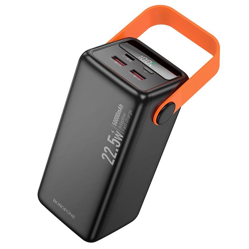 Павербанк 50000 mAh с быстрой зарядкой Borofone BJ66A с фонарем 2USB/Type-C PD/QC 22,5W LED-дисплей Черный - фото 3