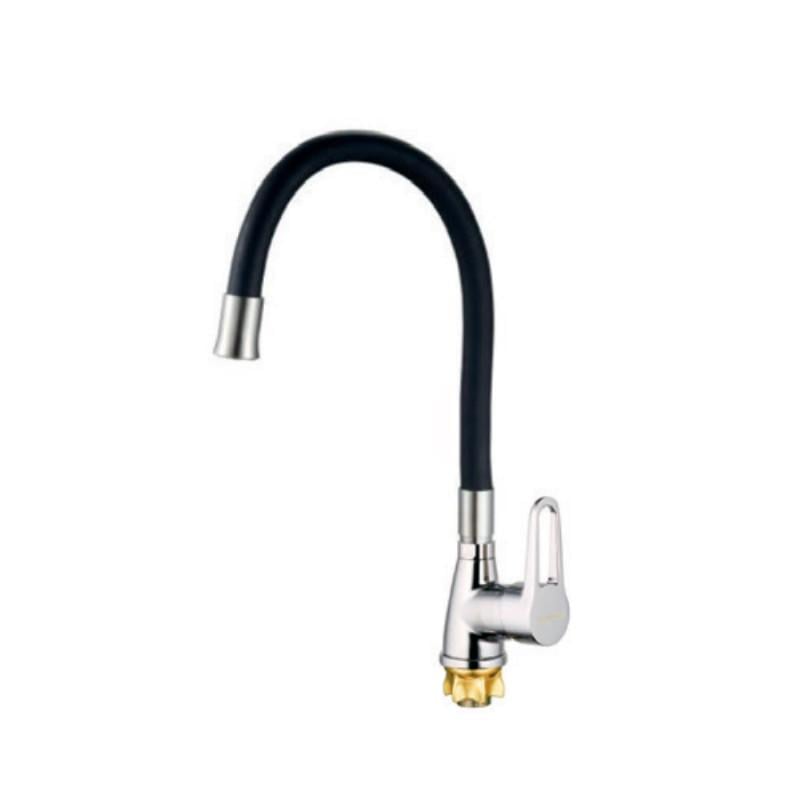 Смеситель для кухни MIXXUS SOP4-045 Reflector Black с черным силиконовым изливом (MI6487)