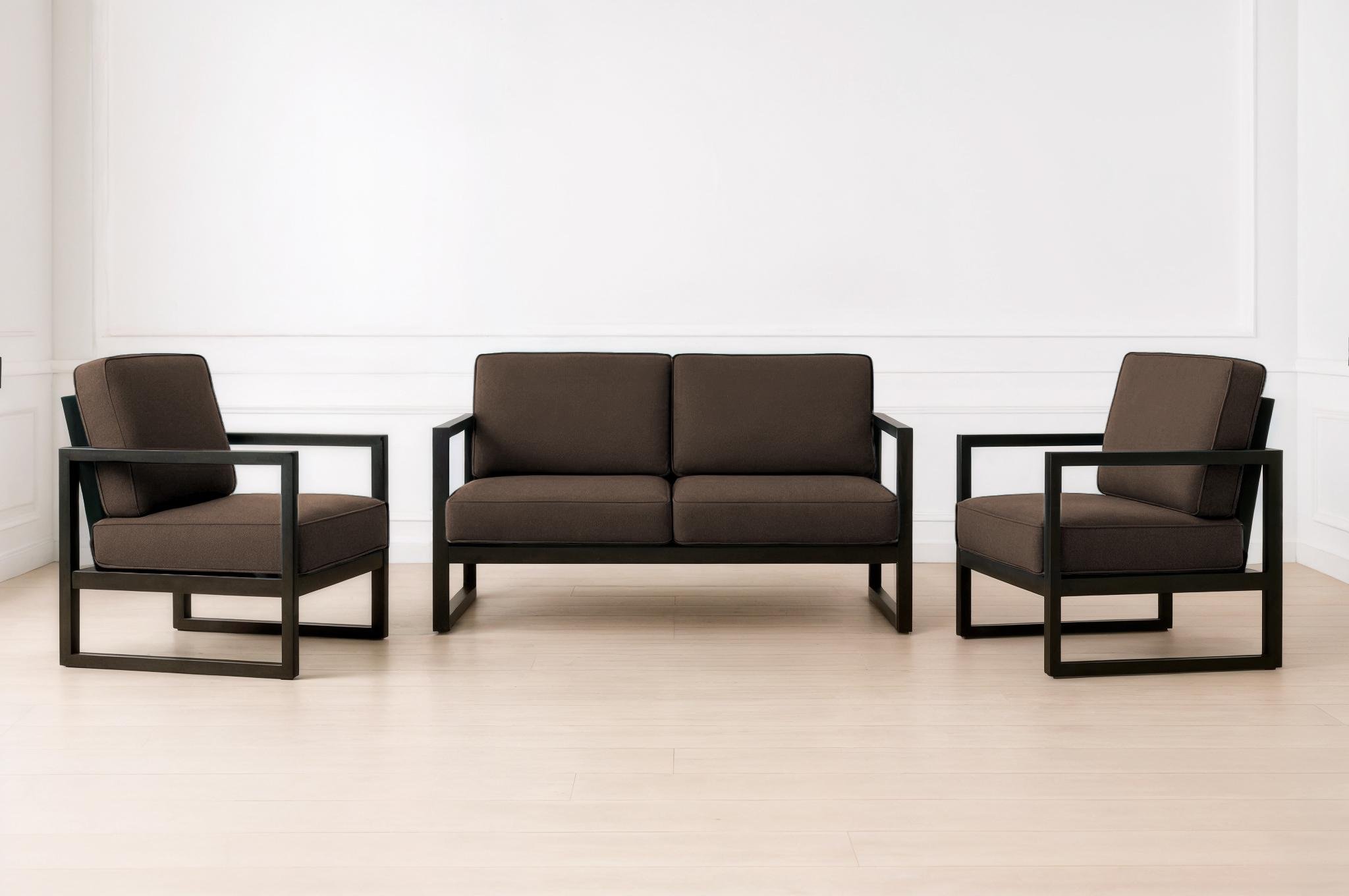 Комплект садовой мебели металлической ТОБІ ШО Делтос/S7 с подушками рогожка 750х1100х700 мм Коричневый/08 (28265781)