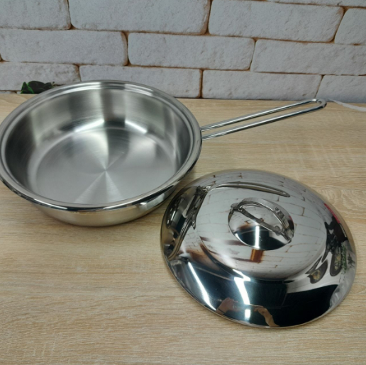 Сковорода стальная универсальная OMS с крышкой из нержавеющей стали 24 см (2004.24) - фото 4