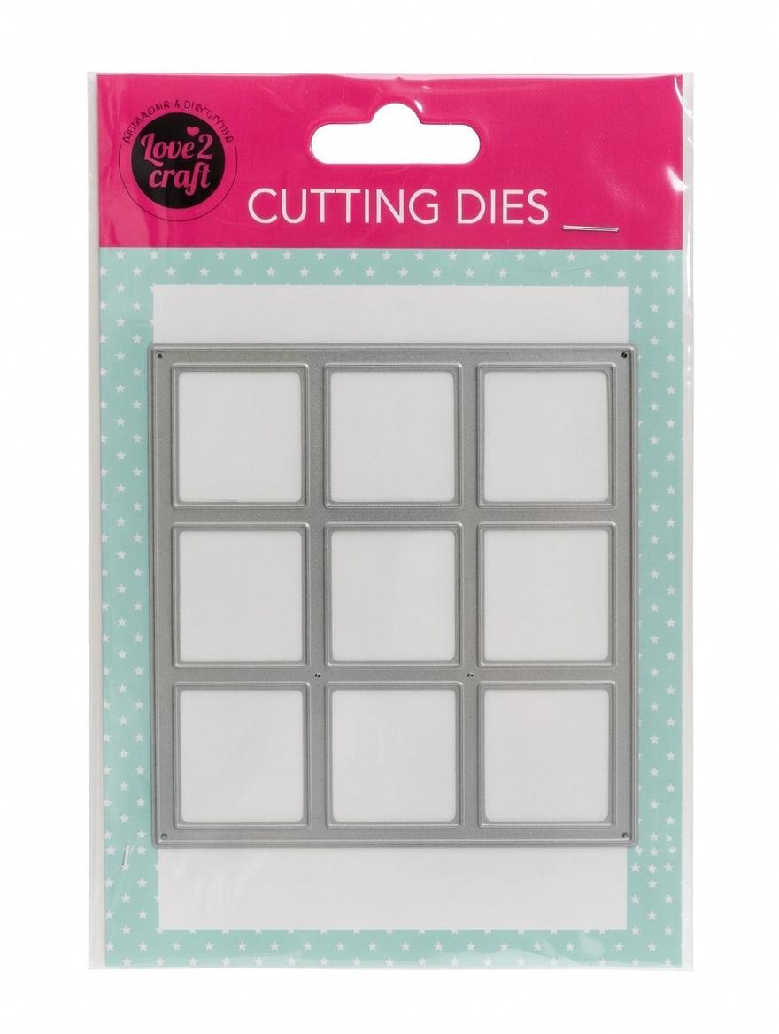 Набір вирубок Avec Love2Craft CUTTING DIES вікна 3×3 см 9 квадратів металеві форми для скрапбукінгу/кардмейкінгу та листівок (500112)