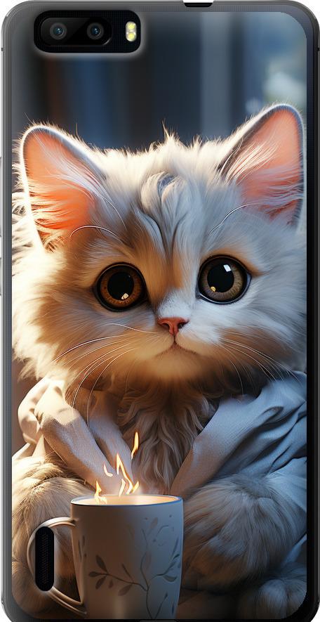 Чохол на Huawei Honor 6 Plus Білий кіт (5646u-179-42517)