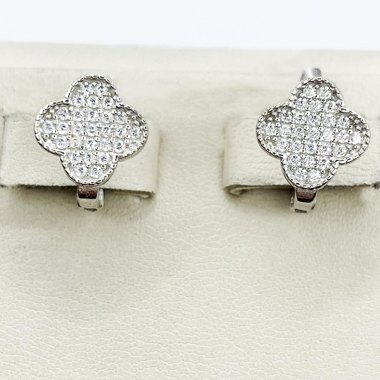 Серьги серебряные с кубическим цирконием Клевер 3,7 г (1907761420)