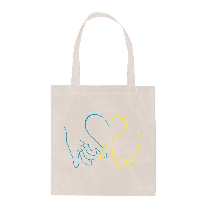 Эко-сумка шопер с принтом Руки повседневная Белый