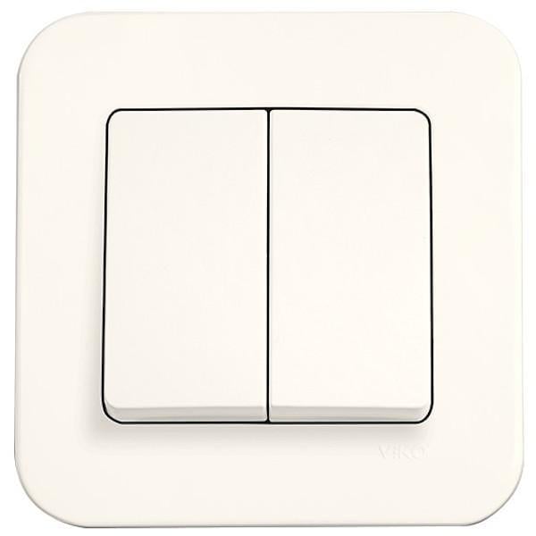 Выключатель двухклавишный Viko Rollina Кремовый (27549109)