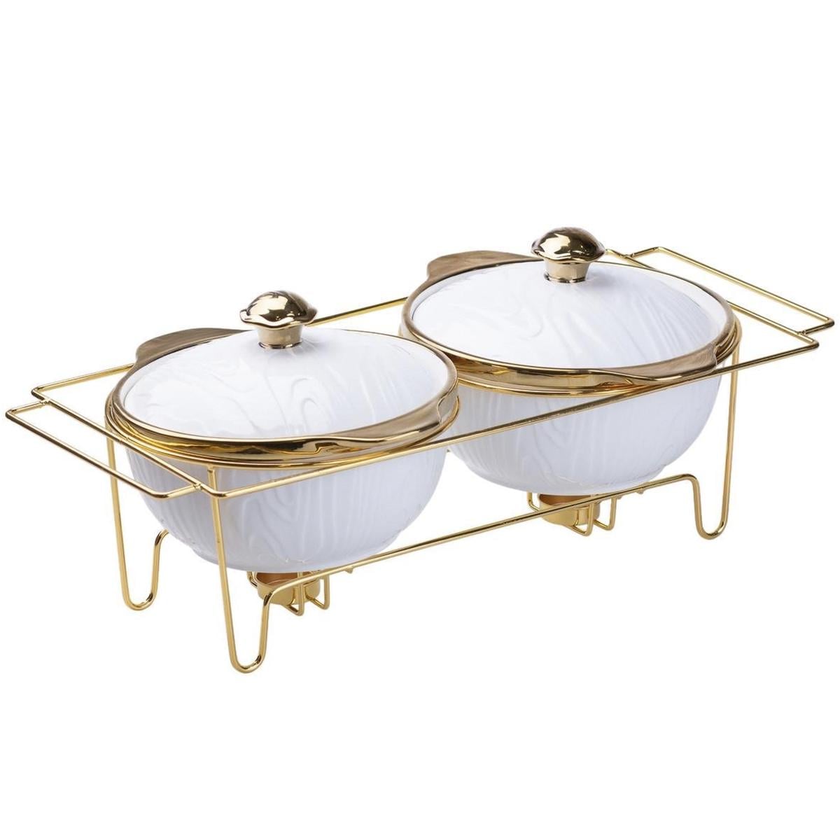 Мармитница керамическая на 2 секции по 1,5 л Золотой (HP1040)