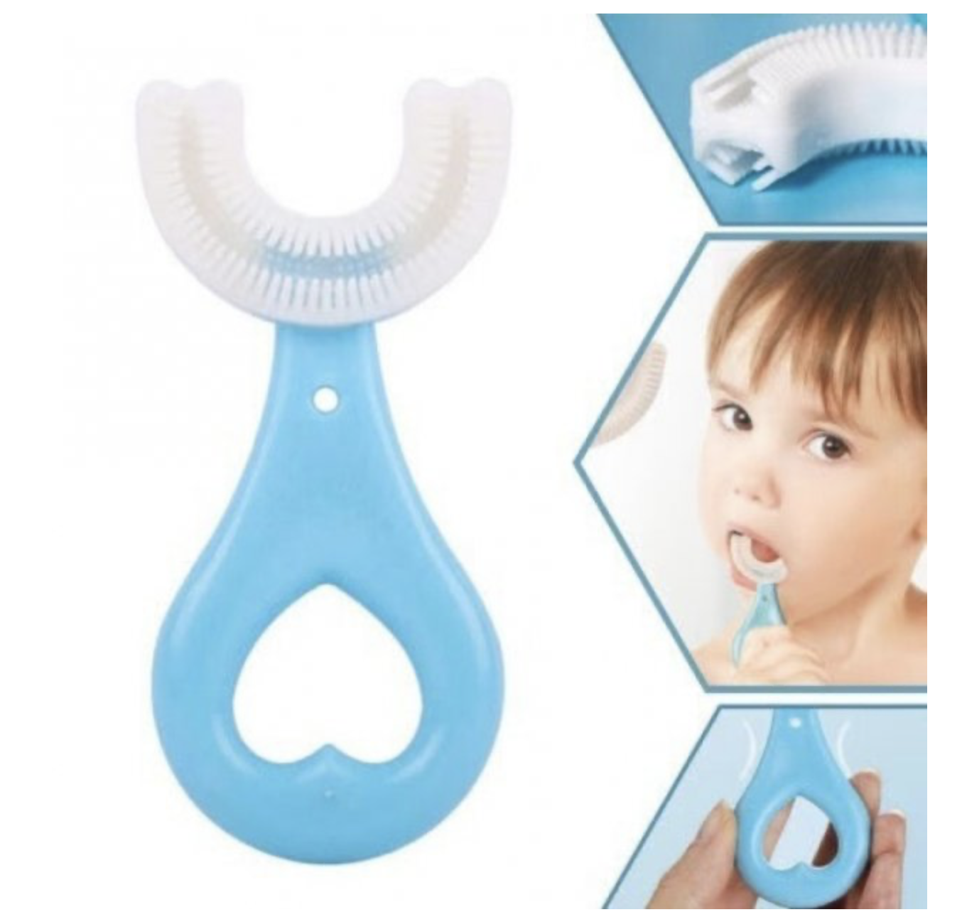 Дитяча U-подібна зубна щітка-капа 1-6 років Синій (UB1) - фото 8