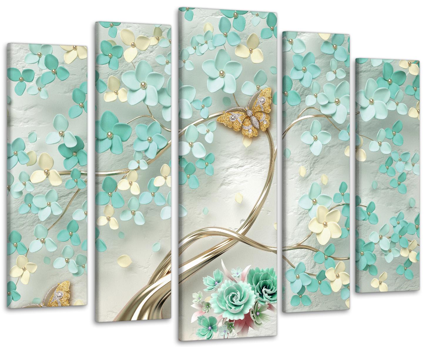 Картина модульна Метелик Квіти 99х140 см (Art-424_5)