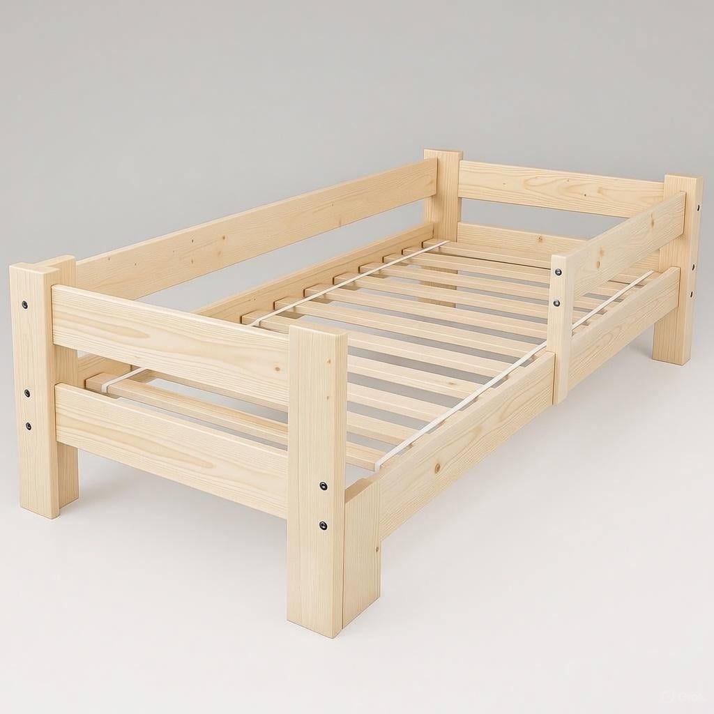 Кровать из натурального дерева покрыта масло и воском сосна 195х80 см (DL0015)