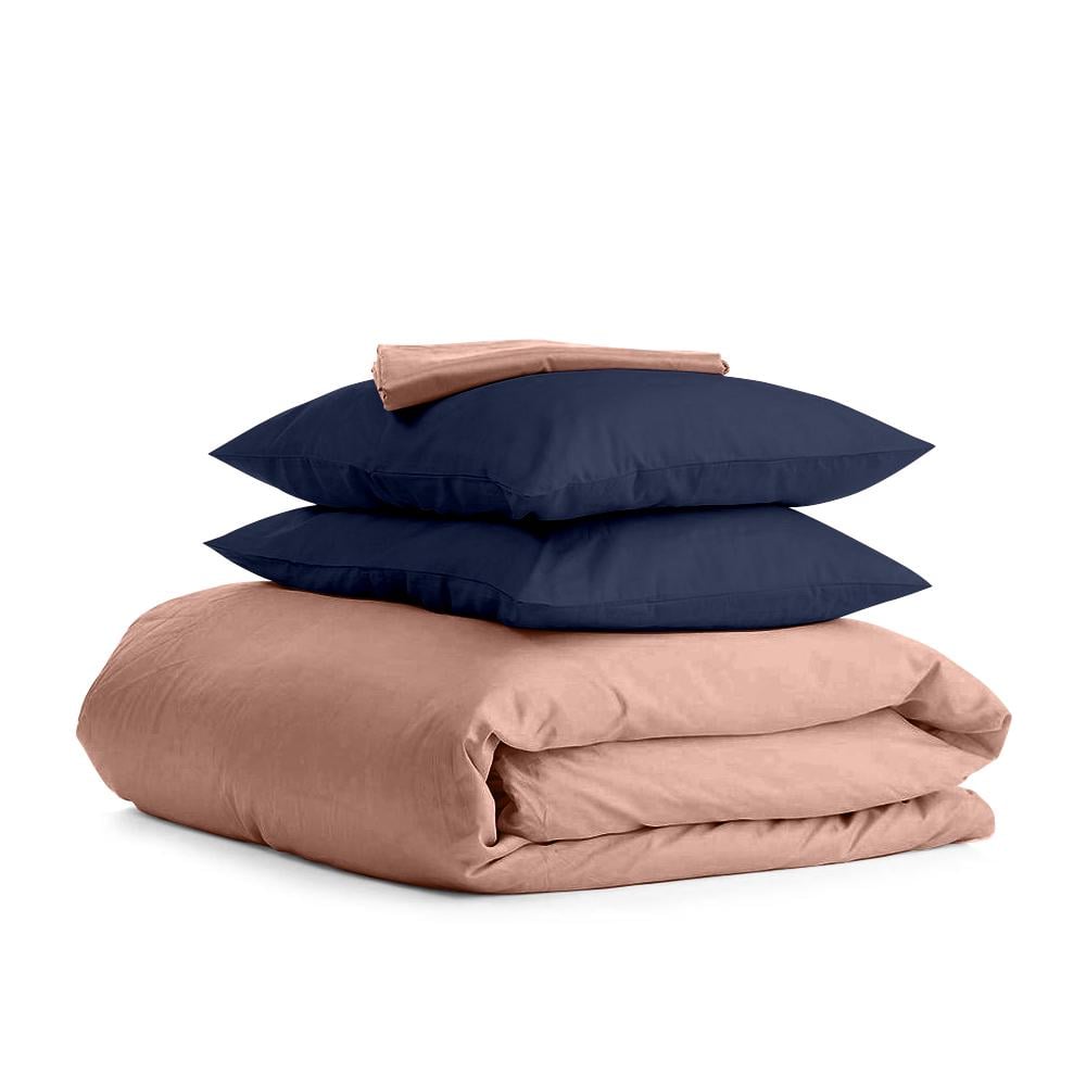 Комплект евро постельного белья Cosas Satin Beige Blue-P 200х220 см (4822054051779)