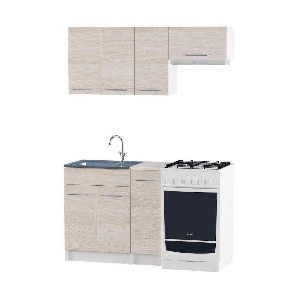 Кухня прямая Эверест Эко набор №4 1,4 м Ясень шимо светлый белый (EVR-2931)