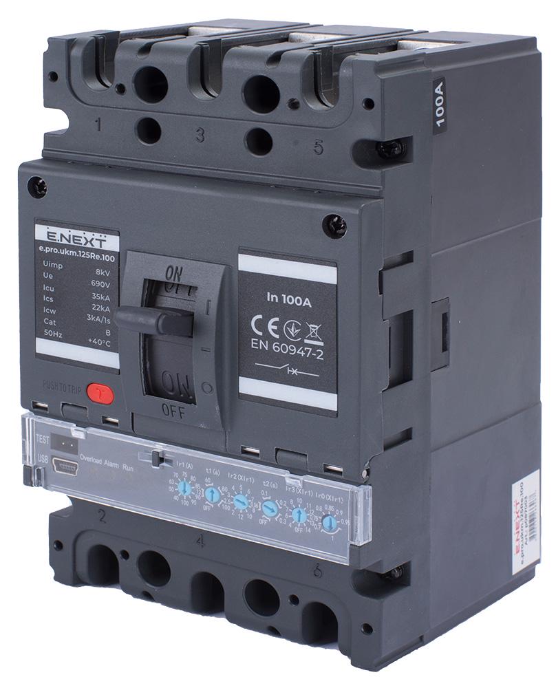 Автоматический выключатель E.NEXT e.pro.ukm.125Re.100 3P 100А 22кА с электронным расцепителем (p087003)