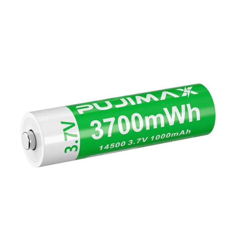 Акумулятори Pujimax 14500 з Type-C Li-Ion 1000 mAh 3,7V 2 шт./кейс/кабель (2575993808) - фото 7