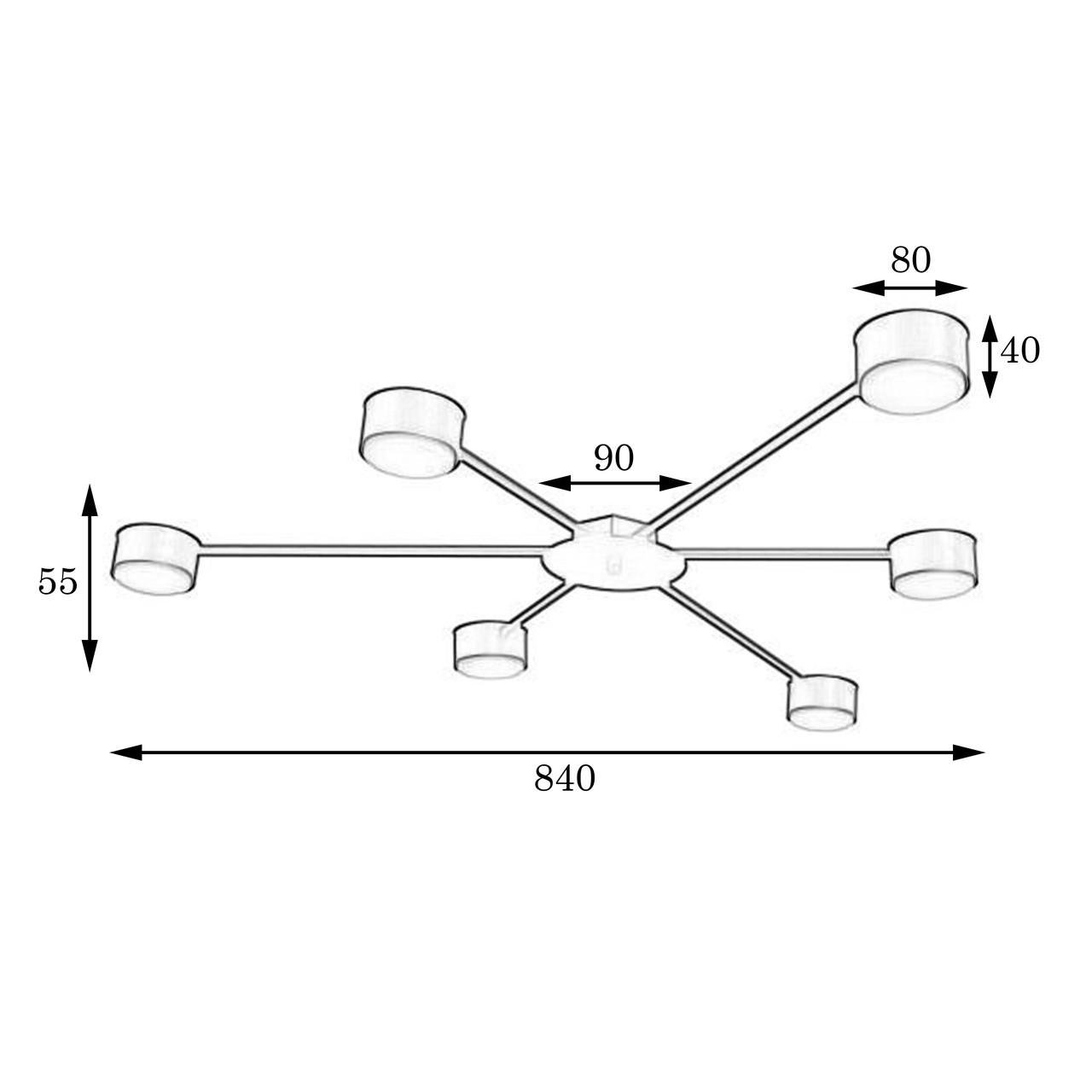Люстра MSK ELECTRIC Copter на шесть плафонов под лампы GX53 Черный (NL 8040-6 BK) - фото 4