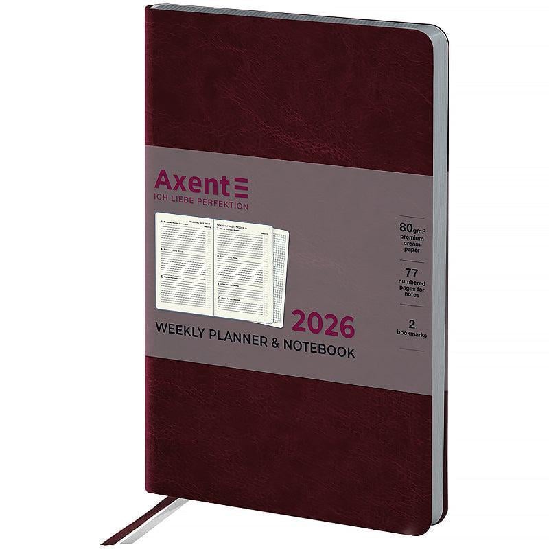 Еженедельник датирован 2026 Axent Partner City Soft 125х195 мм 192 стр. Коричневый (8521-26-05-A)
