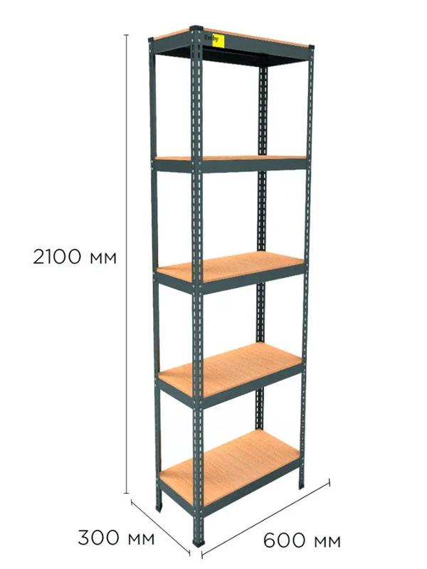 Стелаж металевий поличний MRL-2100 з 5 полицями з навантаженням 500 кг 600x300 мм Чорний - фото 2