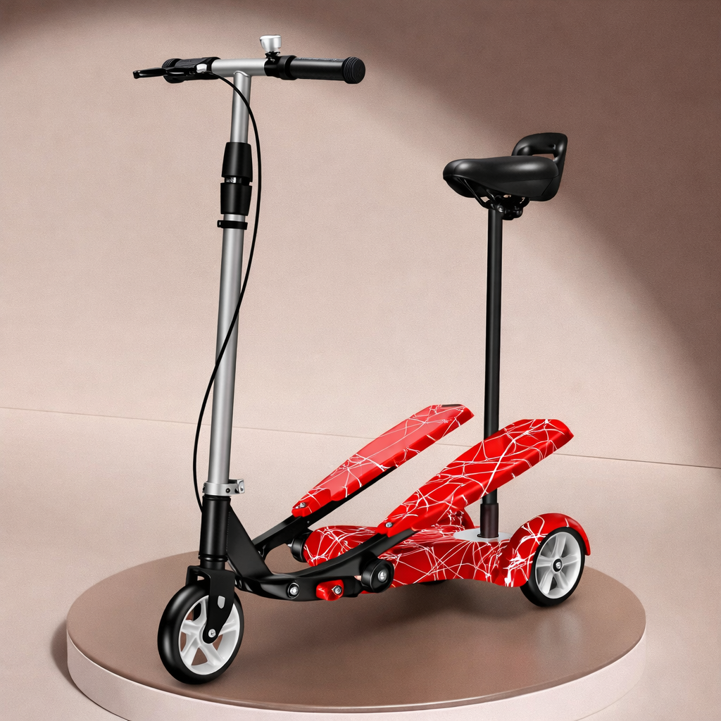 Самокат трехколесный детский Паук с двойными ножными платформами и регулировкой высоты