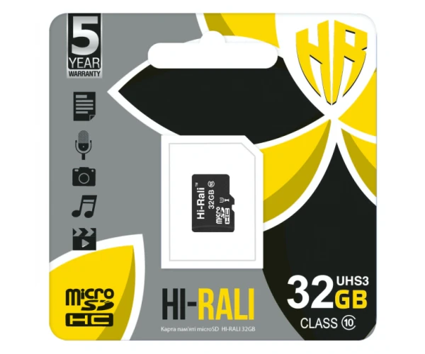 Карта памяти Hi-Rali MicroSDHC UHS-3 Class 10 32Gb Black - фото 2