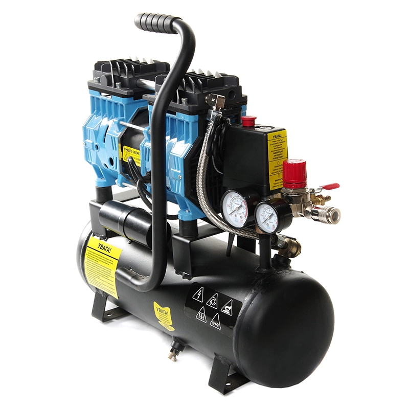 Компрессор двухцилиндровый Apro безмасляный OFE-9 0,6 кВт 152 л/мин 8 бар 9 л кран/штуцер (850170) - фото 4