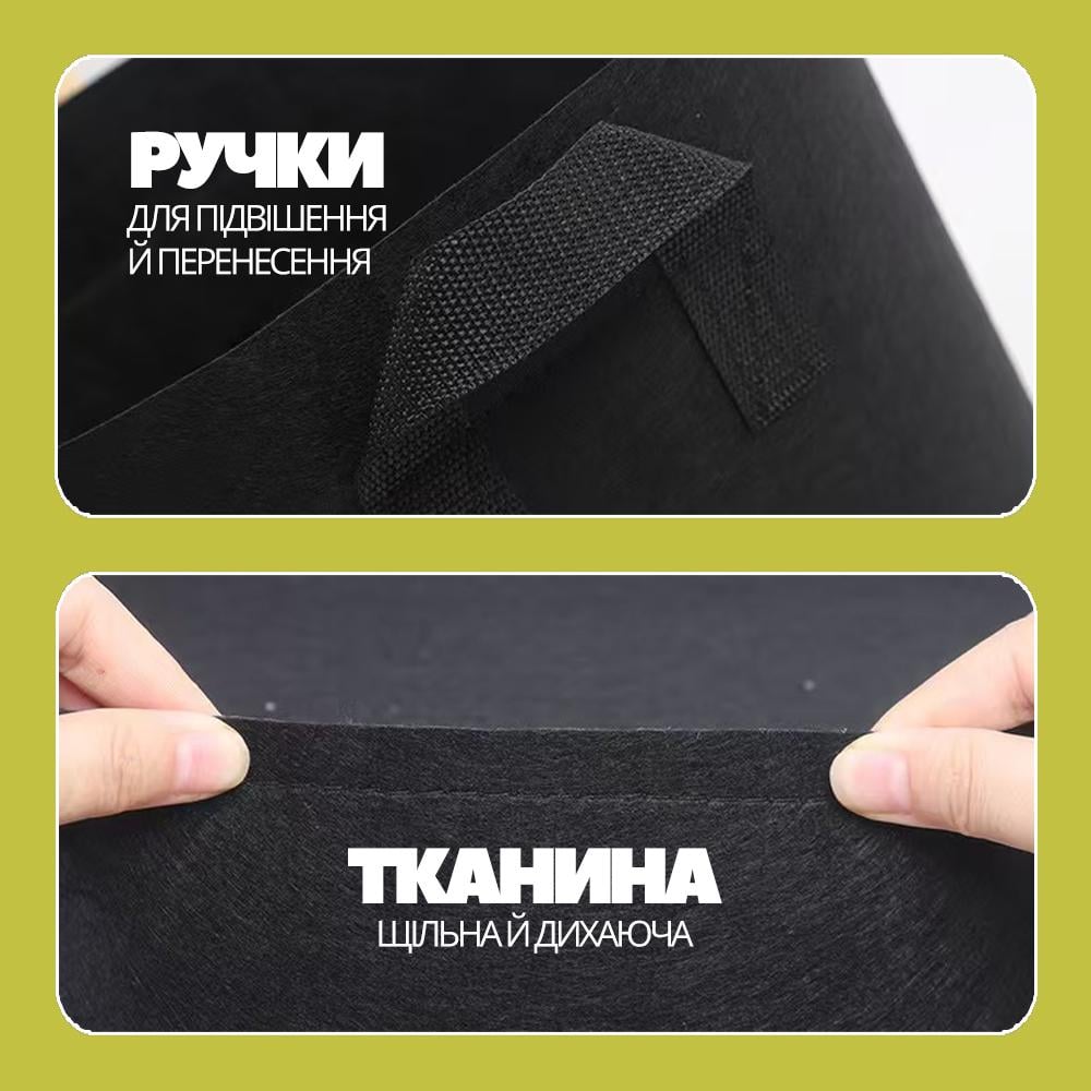 Мешок-гроубег плантаторный для выращивания рассады клубники/картофеля подвесной 38 л (PRTMSD-BLK-0857) - фото 2 Мешок-гроубег плантаторный для выращивания рассады клубники/картофеля подвесной 38 л (PRTMSD-BLK-0857) - фото 2