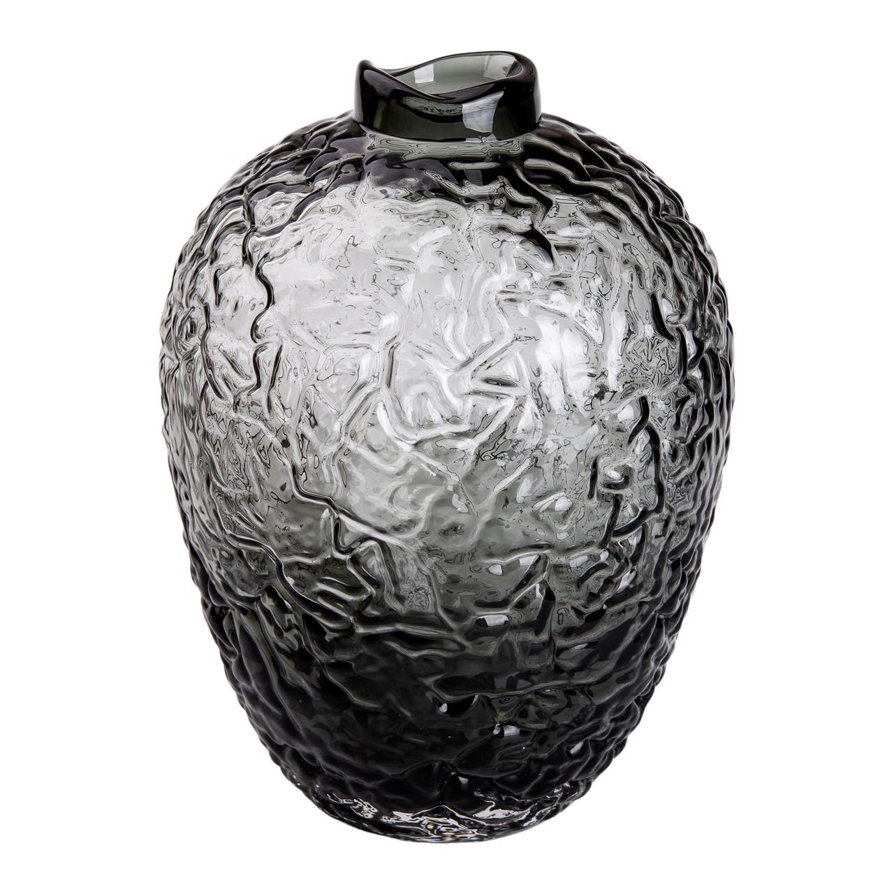 Ваза для цветов декоративная стеклянная с золотой окантовкой 24,5 см (4958)