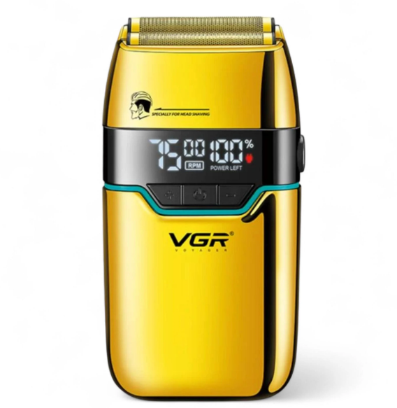 Электробритва VGR двойное лезвие LED-дисплей 2 насадки Золотой (V-350)