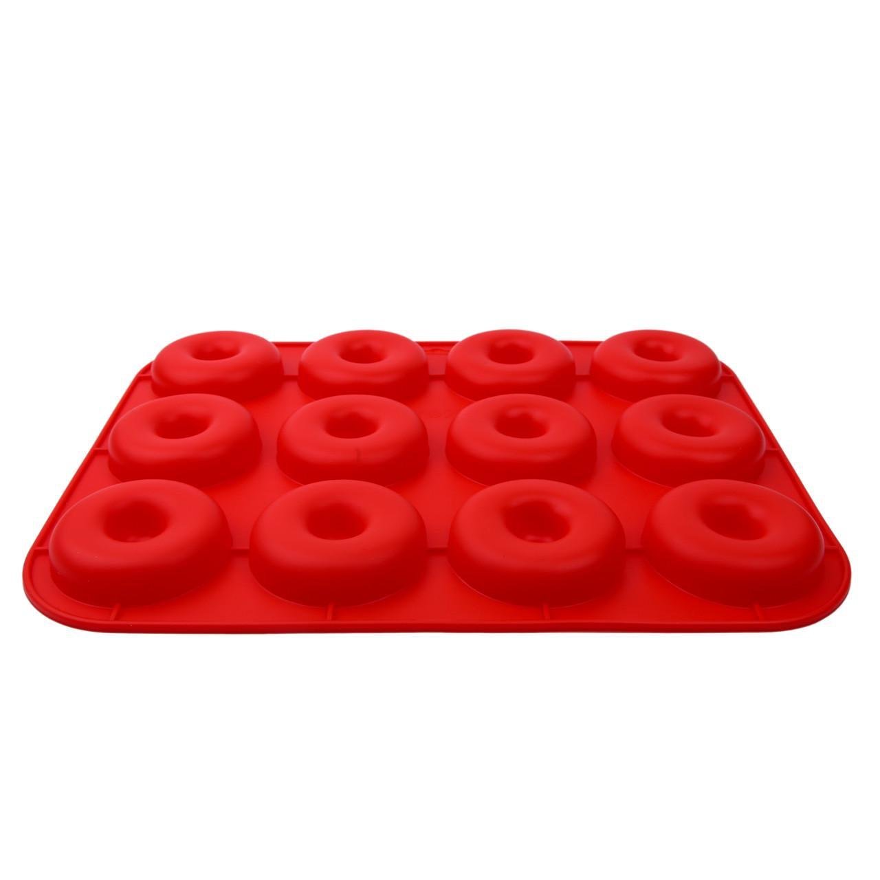 Форма силиконовая для выпечки Пончик 32,5х25 см 12 шт. Красный (2356744483)