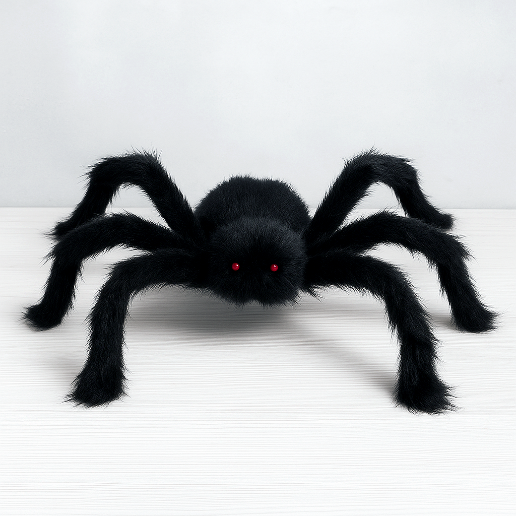 Паук на Декор хелловинативный искусственный мех 45 см Черный