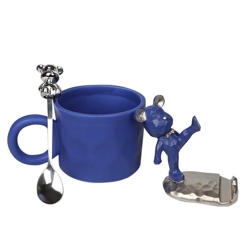 Сервиз для кофе подарочный Dedbbb чашка/ложка/подставка для телефона Dark blue (2499029026)