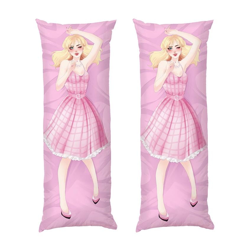 Подушка дакимакура Barbie on the pink background Margot Robbie габардин 70х30 см (112586)