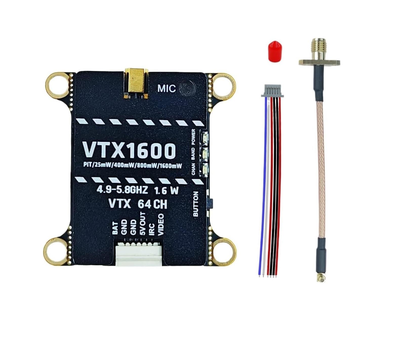 Видеопередатчик для FPV дронів та БПЛА VTX 4,9-5,8GHz 1,6W 64CH DakeFPV (00-00030476)