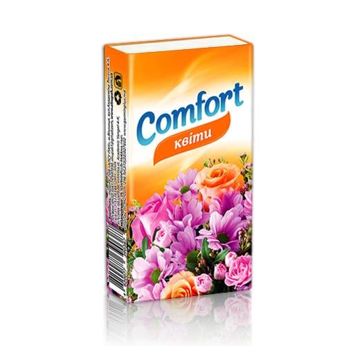 Платочки носовые бумажные Comfort с ароматом Цветы 10 пач Платочки носовые бумажные Comfort с ароматом Цветы 10 пач