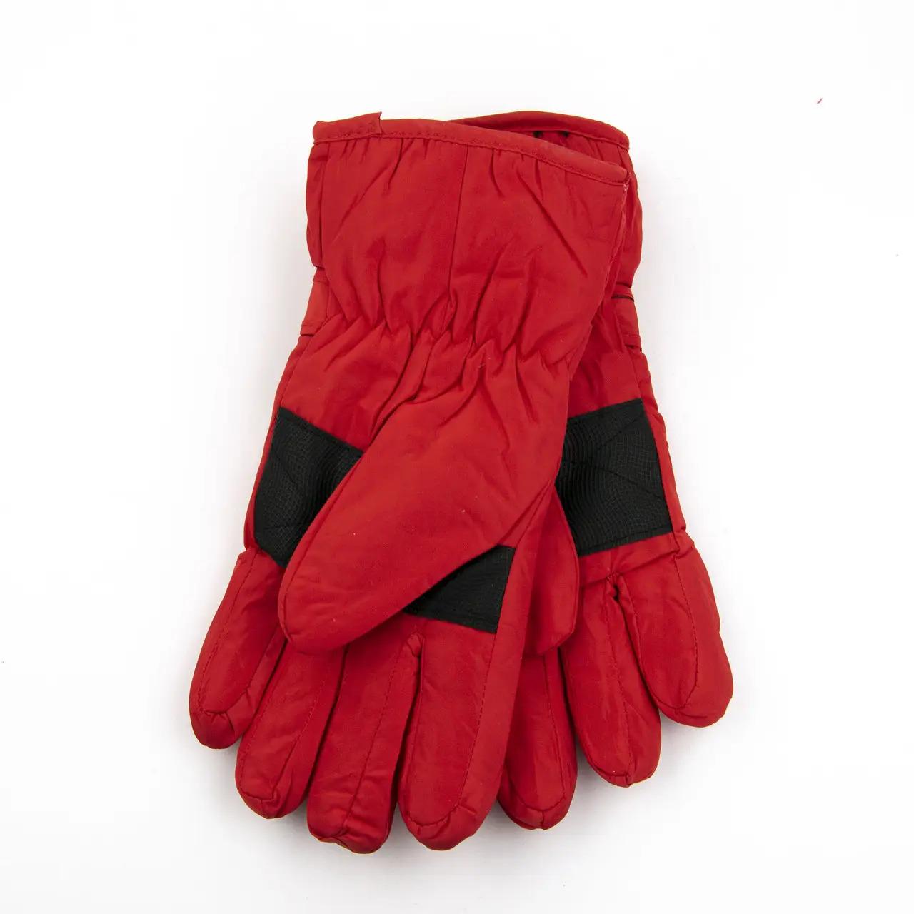 Детские перчатки болоневые лыжные с мехом на липучке Красный (23-12-67)