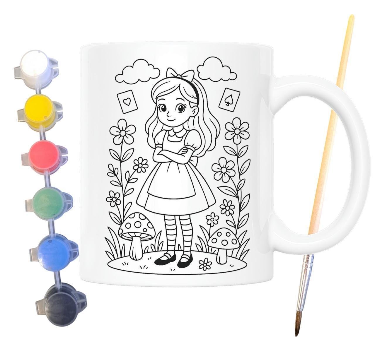 Набір для творчості кружка розмальовка за мотивами Аліса в Країні Чудес Льюїс Керрол 330 мл Білий (КР0170)