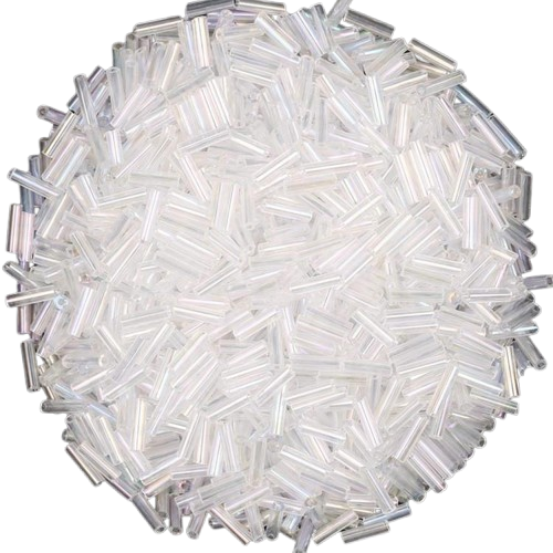 Бисер стеклярус блестящий 2х6 мм 50 г Прозрачный/Радужный (БР0206с50)