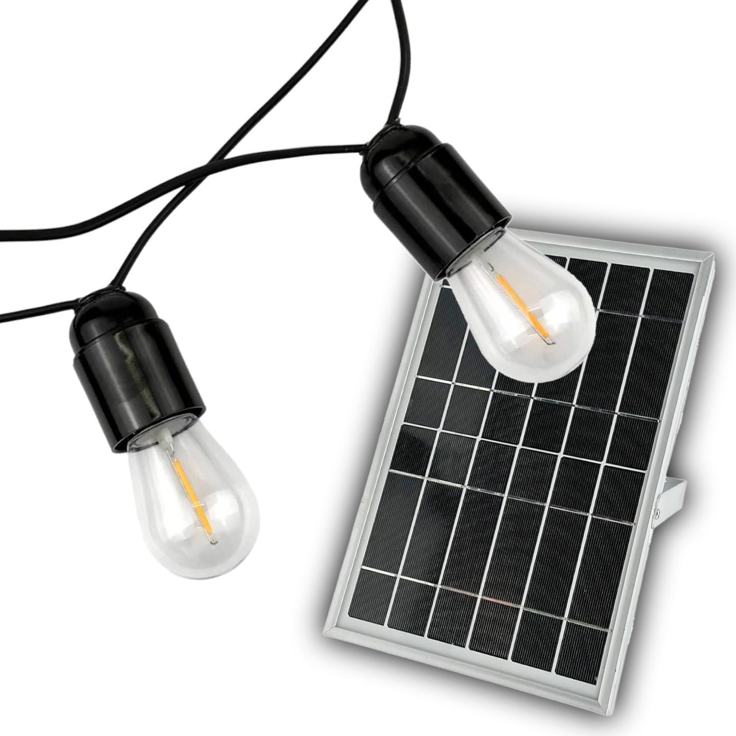 Ретро гирлянда уличная на солнечных панелях Solar-Carbolite Е27 IP33 5 м 11 ламп и 2 запасные