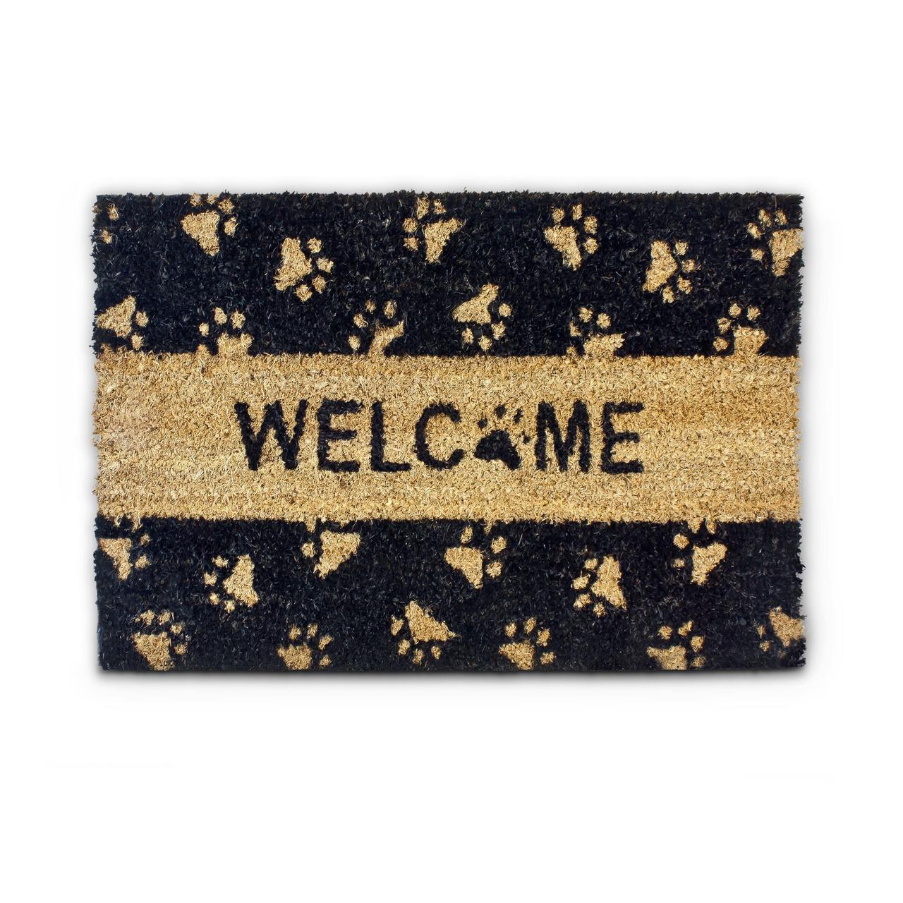 Коврик Relaxdays Welcome с отпечатками лапок из кокосового волокна 60x40 см (10016750)