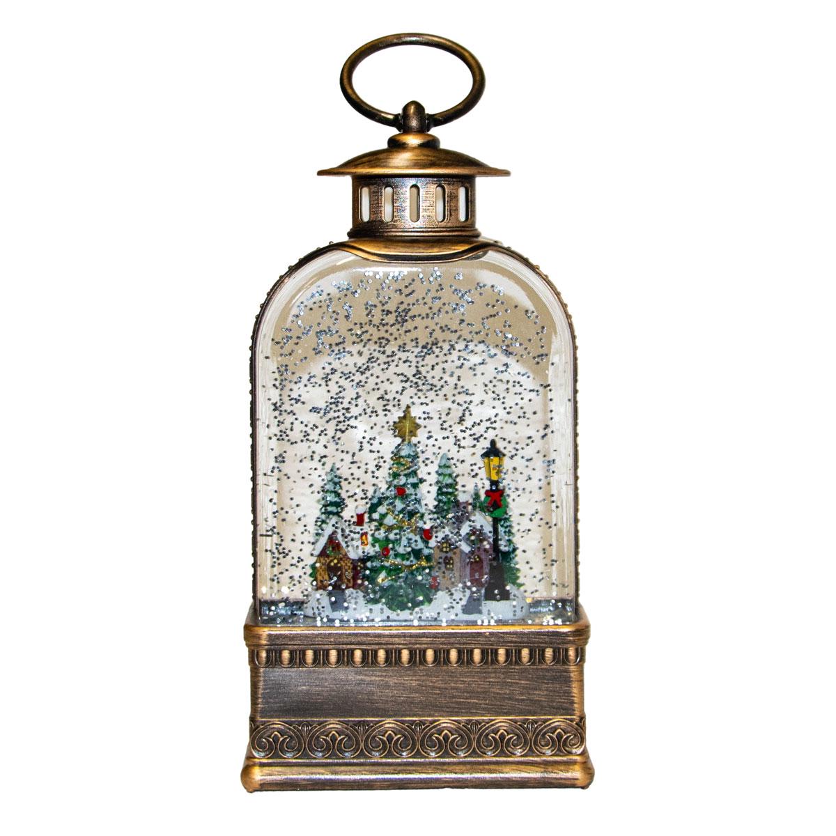 Ночник-фонарь рождественский XMAS WDL-23013 с эффектом падающего снега Бронзовый (1011083-Bronze)