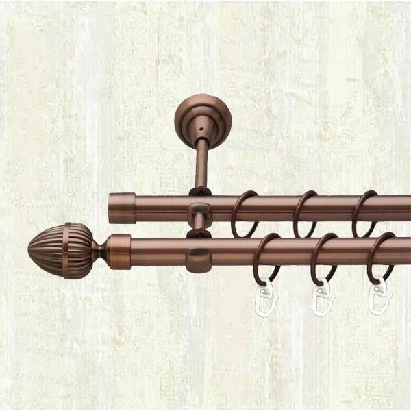 Карниз для штор Orvit Одеон двохрядний 19/19 мм відкритий 160 см Мідь (000-6735)