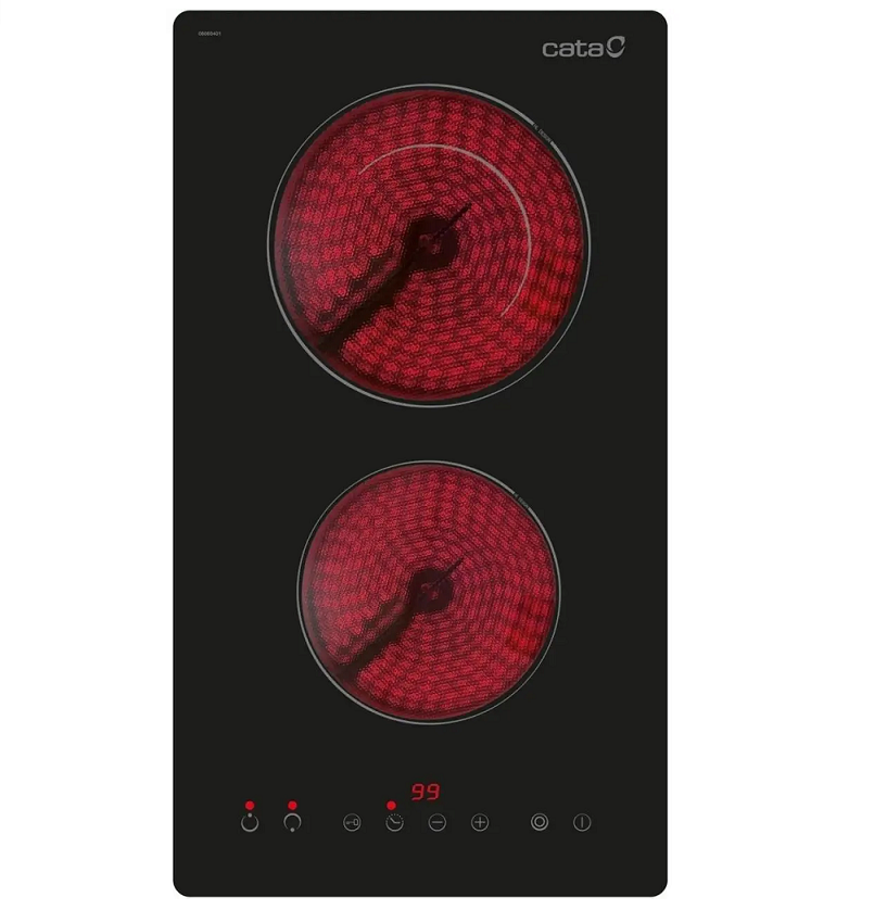 Варочная поверхность электрическая Cata TD 3002 BK 30 см Domino сенсорное управление 2 зоны нагрева Черный (08060405)