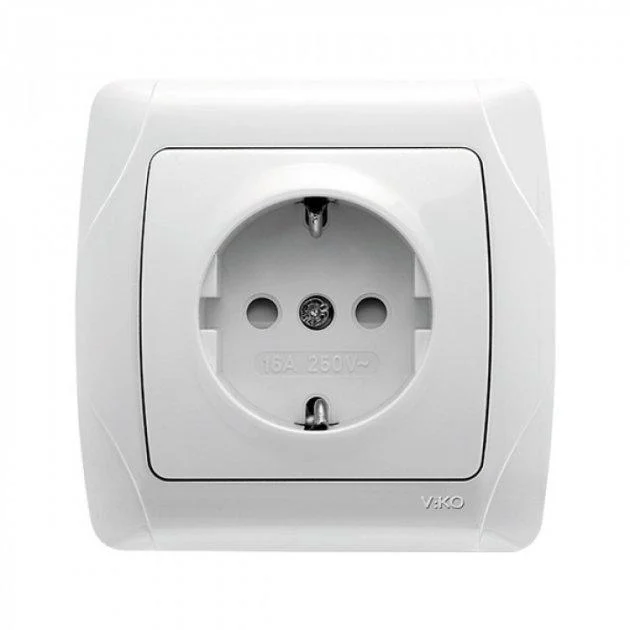 Розетка одинарная Viko Carmen с заземлением со шторками Белый (90561042)