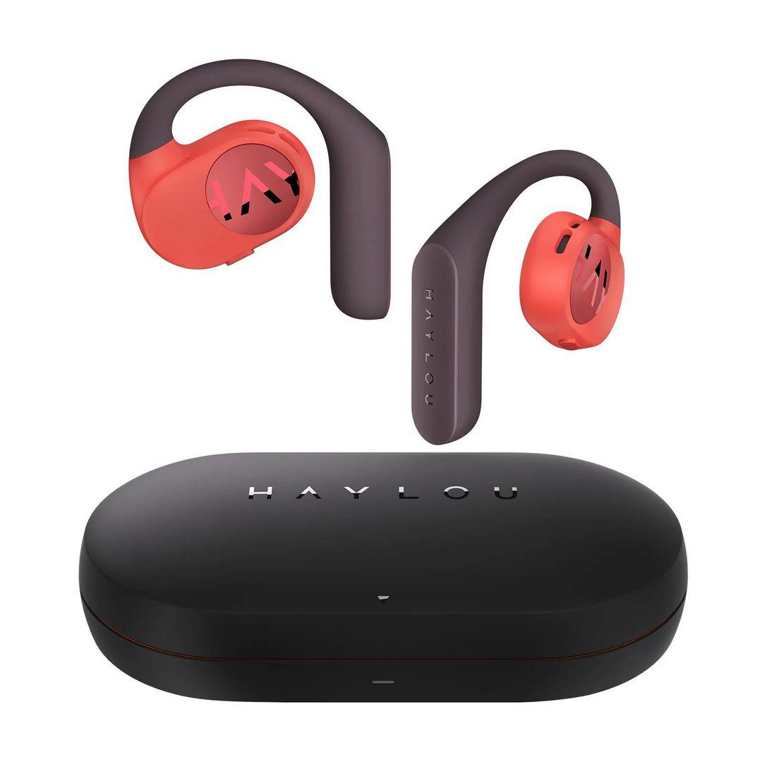 Беспроводные наушники Haylou Open Earbuds PurFree Buds Black/Red - фото 2