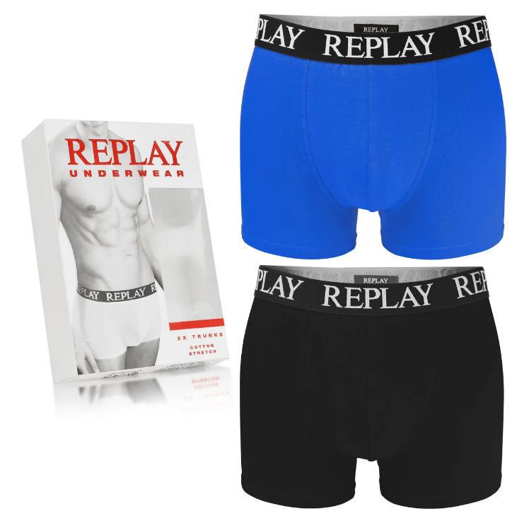 Труси боксери чоловічі анатомічні Replay 2 шт. L Чорний/Синій (102397624) - фото 2