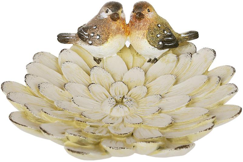Подставка-блюдце для украшений Птички на Цветке полистоун 20 см
