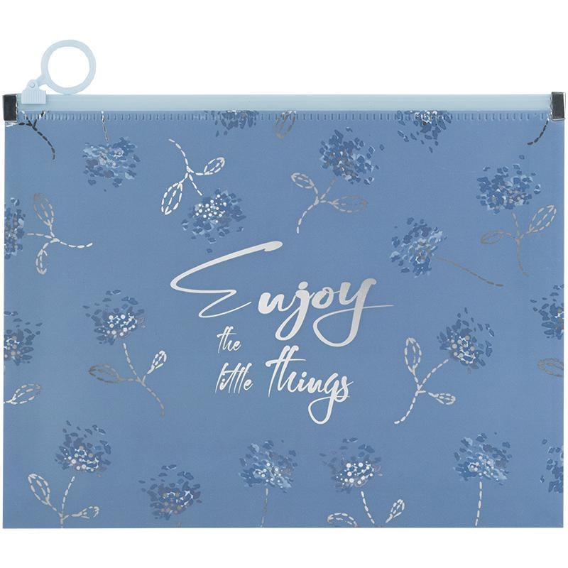 Папка на молнии zip-lock Axent Flower Symphony-3 A5+ Синий (1498-46-A)