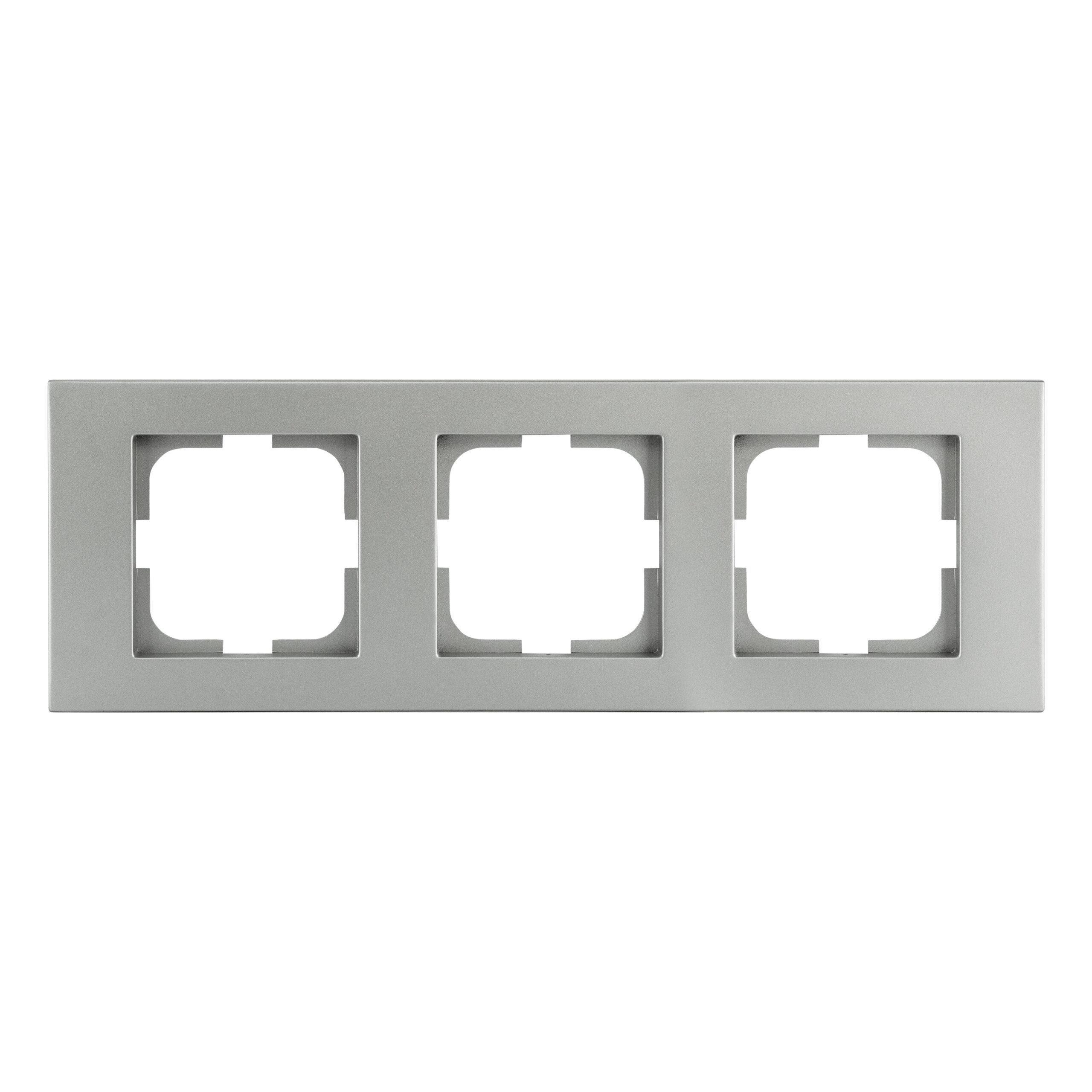 Рамка трехместная горизонтальная Ovivo Grano Серебряный (00000007699)