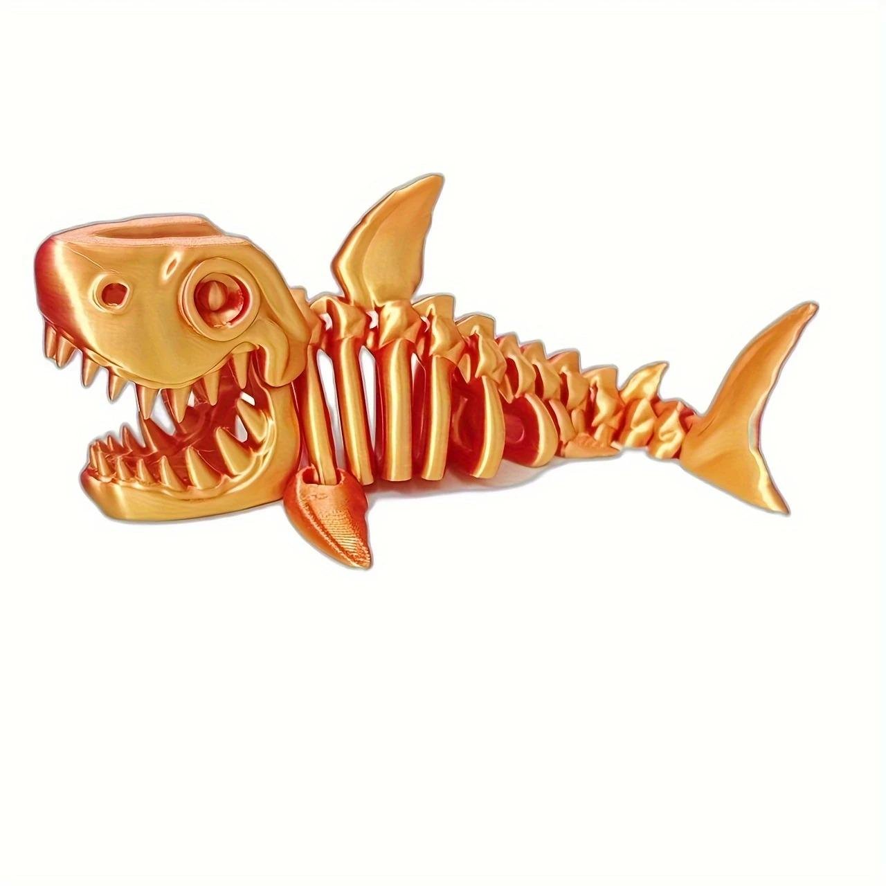 Антистресс 3D-печатная Акула с подвижным скелетом из PLA 12 см Оранжевый (26137782)