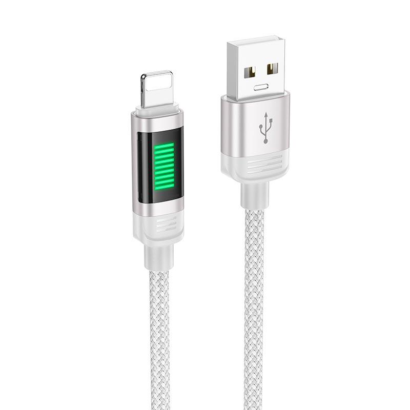 Кабель Hoco U126 USB to Lightning 2,4 A 1,2 м Grey (594470)